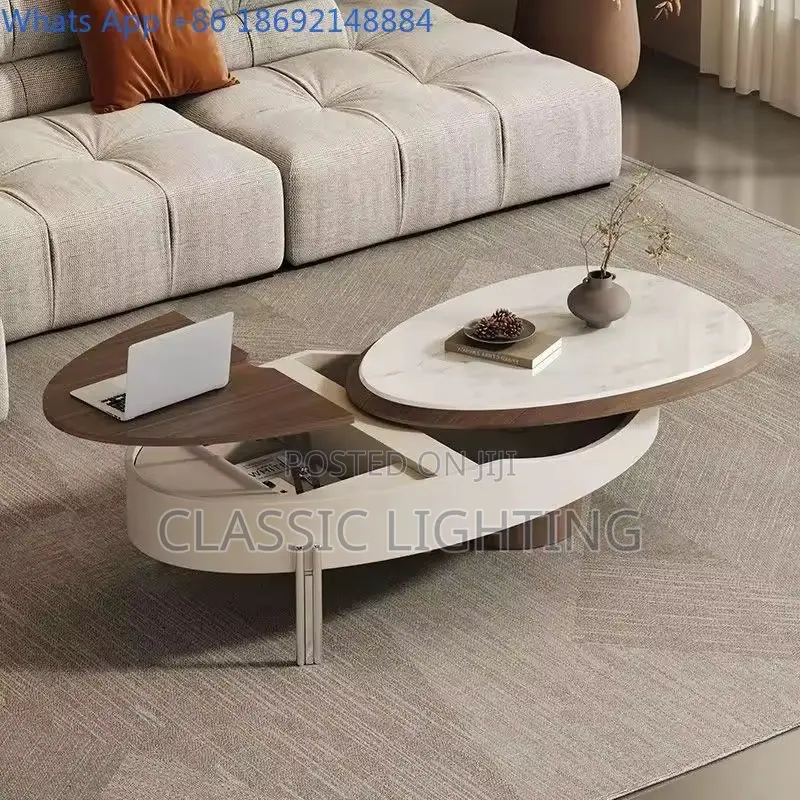 Light Luxury Oval Adjustable Coffee Table