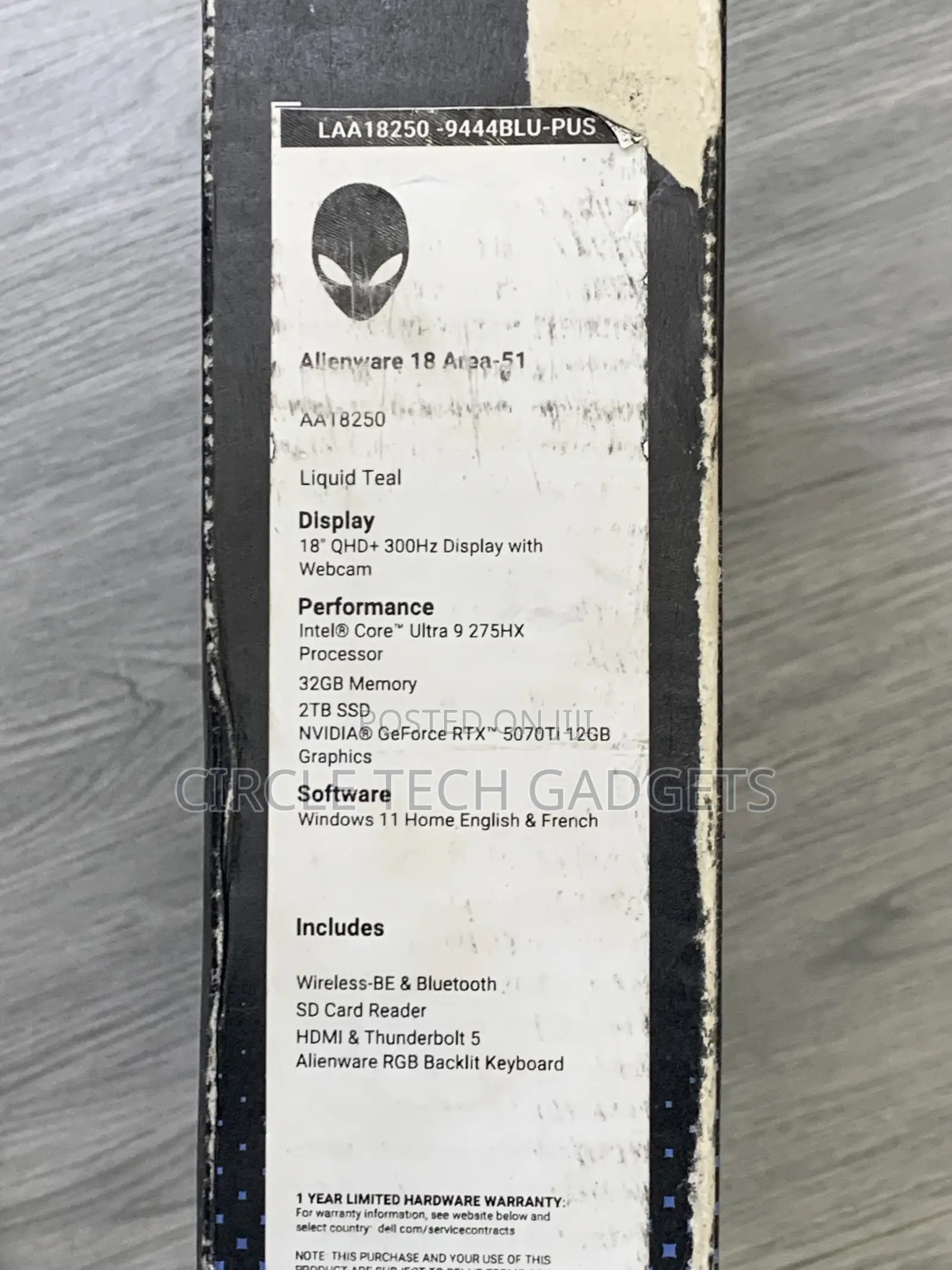 New Laptop Alienware 18 Area-51 32GB Intel Core Ultra 9 SSD 2T