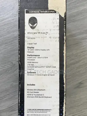 New Laptop Alienware 18 Area-51 32GB Intel Core Ultra 9 SSD 2T