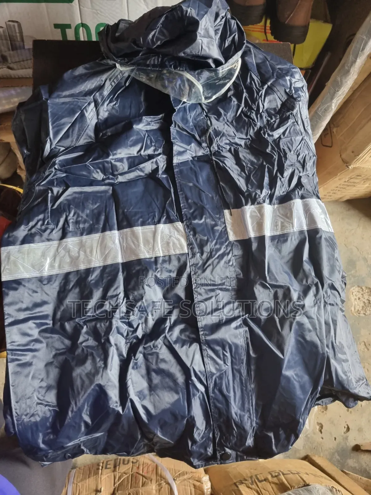 Heavy-Duty Raincoat With Reflector Up/Down