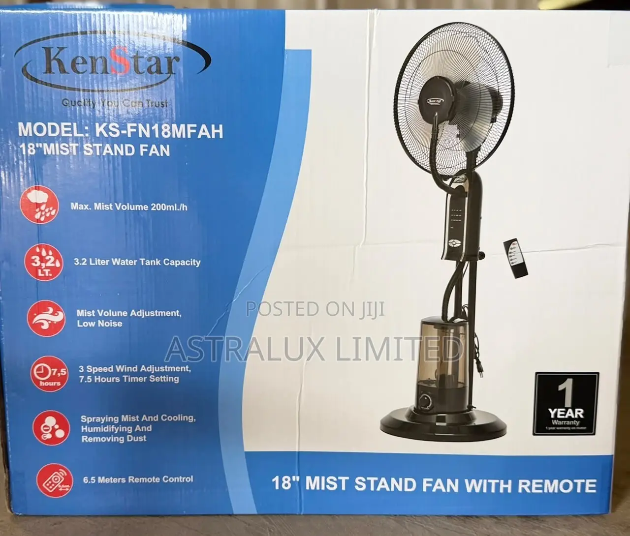 Kenstar 18 Inch Mist Rechargeable Fan