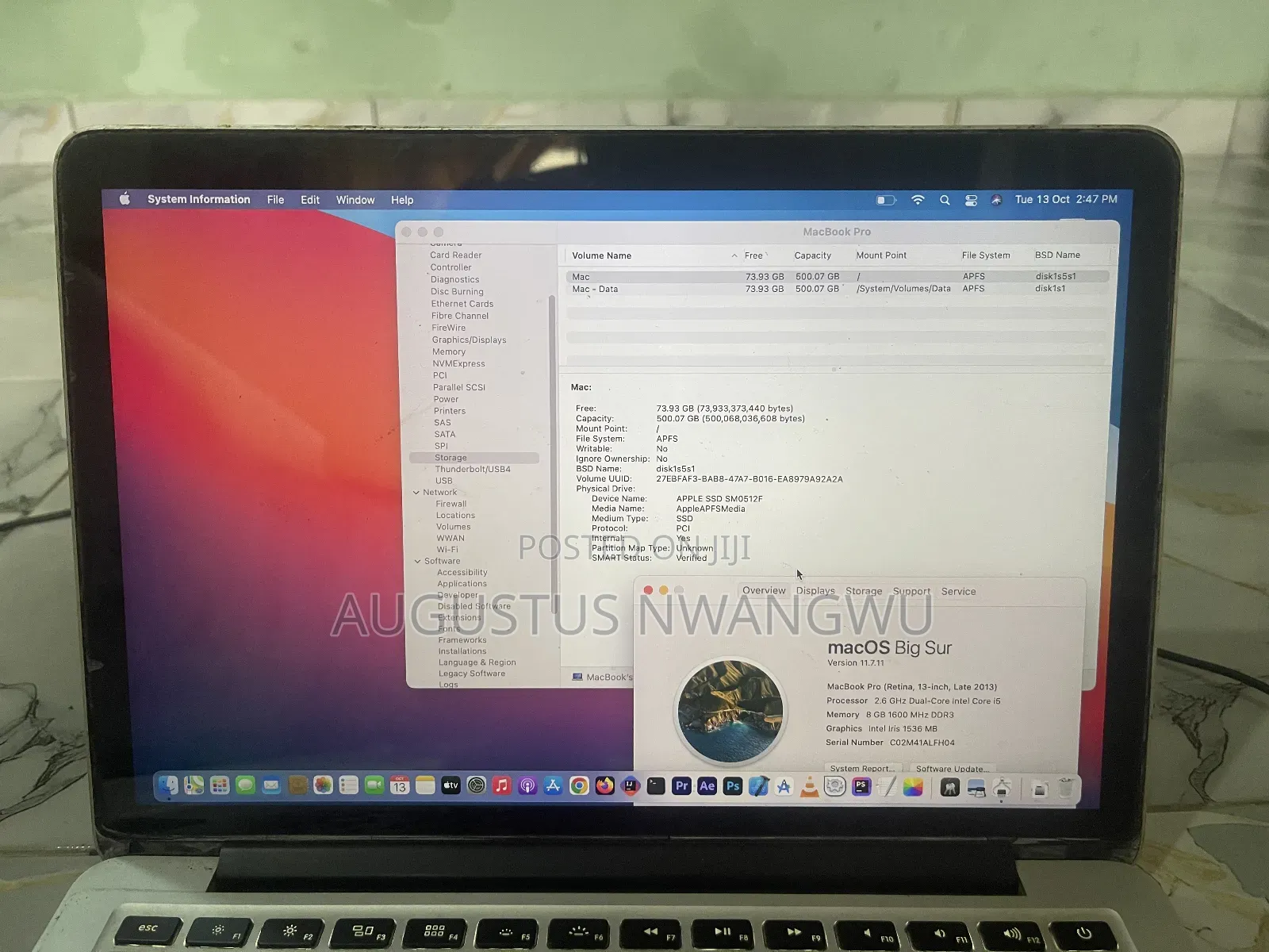 Laptop Apple MacBook 2013 8GB Intel SSD 500GB