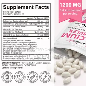Calcium Complex With Vitamin D3 + K2 + B1 + B2 & B12 1200 MG