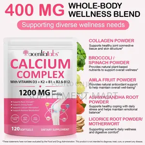 Calcium Complex With Vitamin D3 + K2 + B1 + B2 & B12 1200 MG