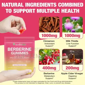 Berberine Gummies With Milk Thistle, Apple CIDER VINEGAR & CINNAMON