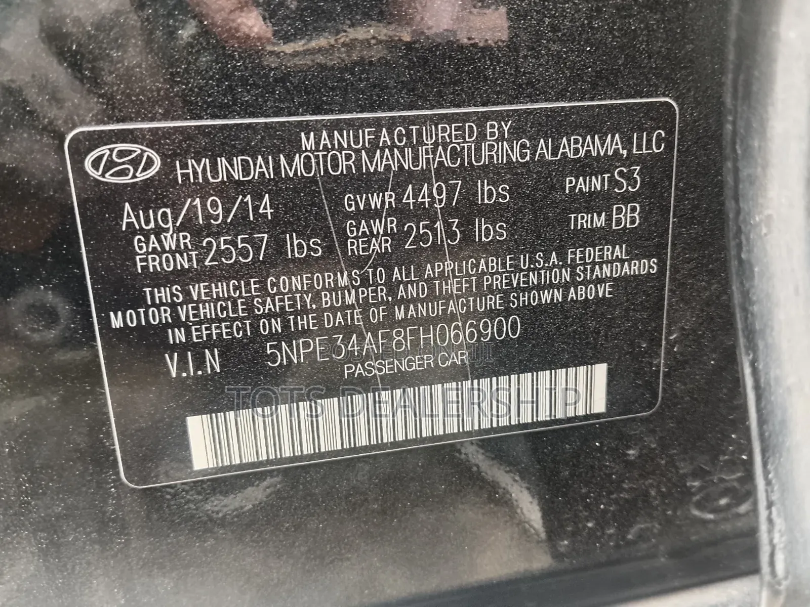 Hyundai Sonata 2015 Black