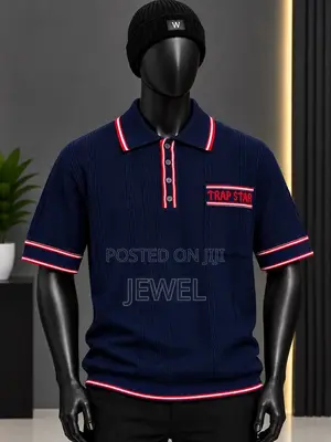 Unbranded Knitted Botton Collar Neck Polo Available in Black for L&XL