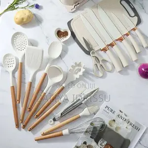 19Pcs Silicon Cooking Spoon & Knife Set in Hexagonal Case