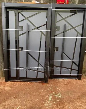 Luxury Turkish Security Door - Modern Angular Grey Steel Entrance Door