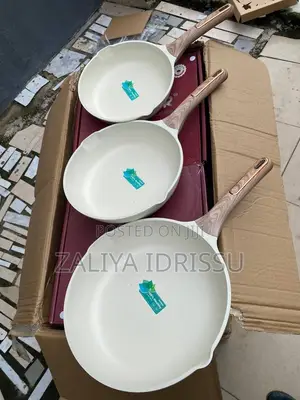 3Pcs Marble Frying Pan Without Cover. (20cm, 24cm, 28cm)