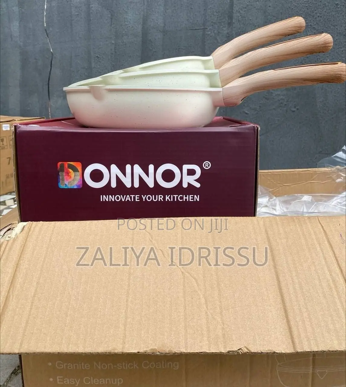 3Pcs Marble Frying Pan Without Cover. (20cm, 24cm, 28cm)