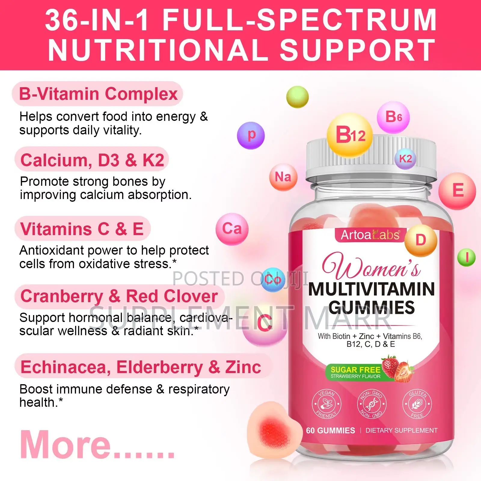 Women’s Multivitamin Gummies: Biotin + Zinc + Vit B6, B12, C, D & E