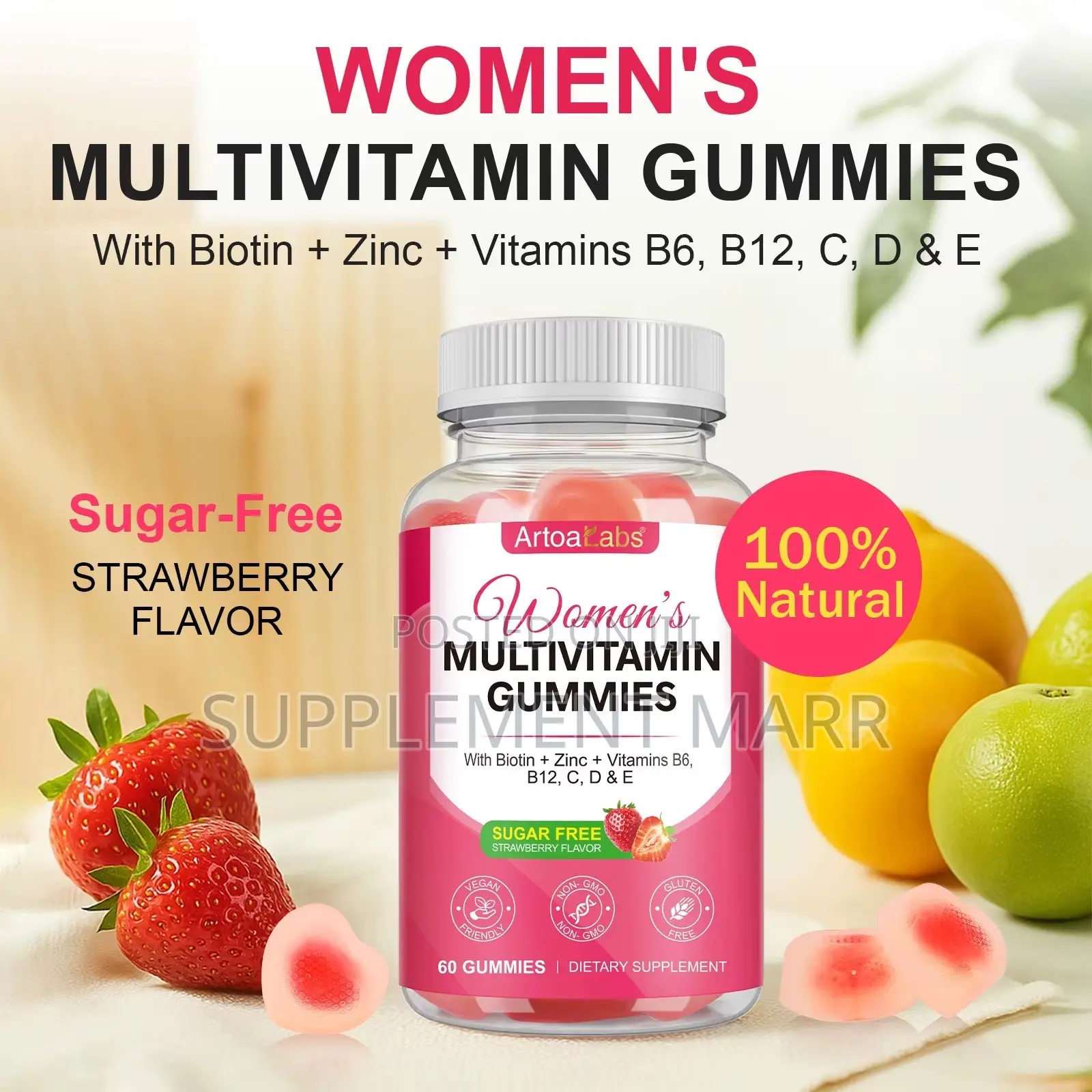 Women’s Multivitamin Gummies: Biotin + Zinc + Vit B6, B12, C, D & E
