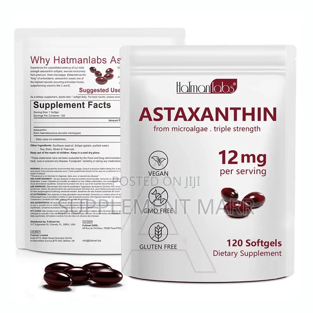 Astaxanthin Capsules. Triple Strength 12 Mg Per Serving