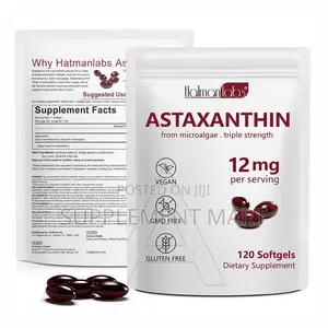 Astaxanthin Capsules. Triple Strength 12 Mg Per Serving