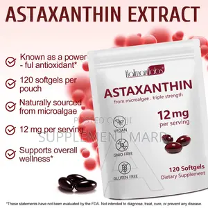 Astaxanthin Capsules. Triple Strength 12 Mg Per Serving