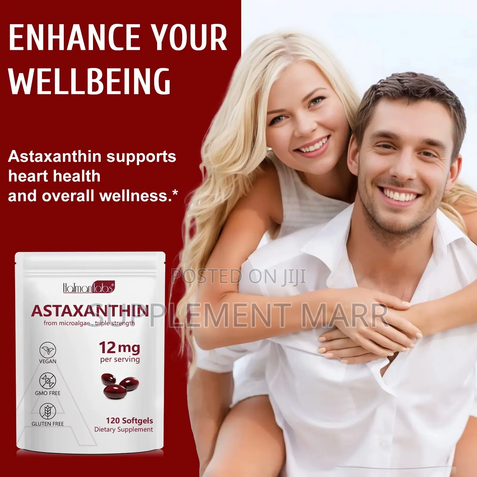 Astaxanthin Capsules. Triple Strength 12 Mg Per Serving