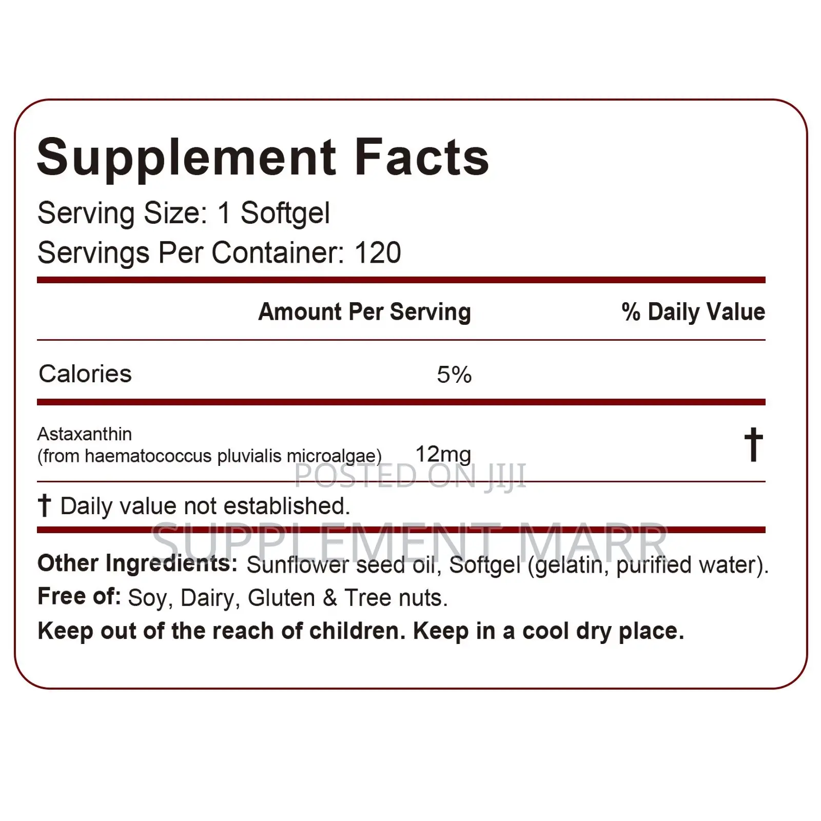 Astaxanthin Capsules. Triple Strength 12 Mg Per Serving