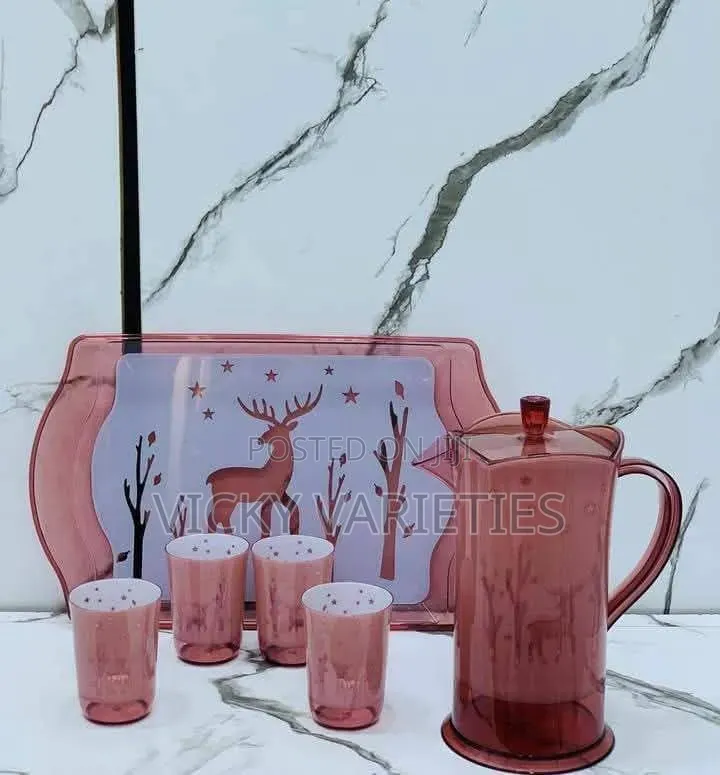 Acrylic Jug With Tray and Four Cups