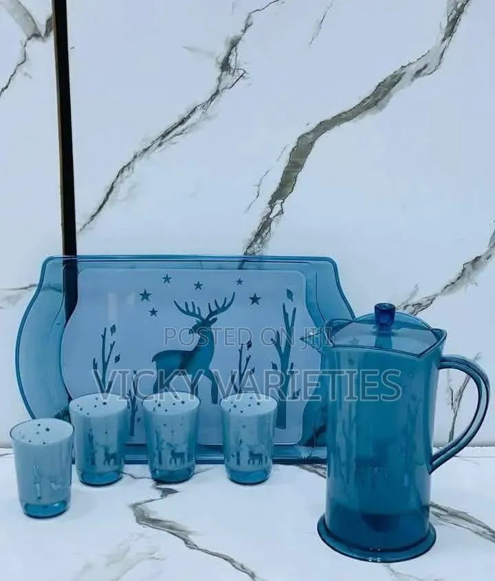 Acrylic Jug With Tray and Four Cups