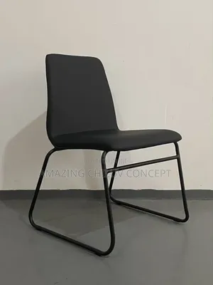 Modern Grey Upholstered Visitors Chair With Metal Legs