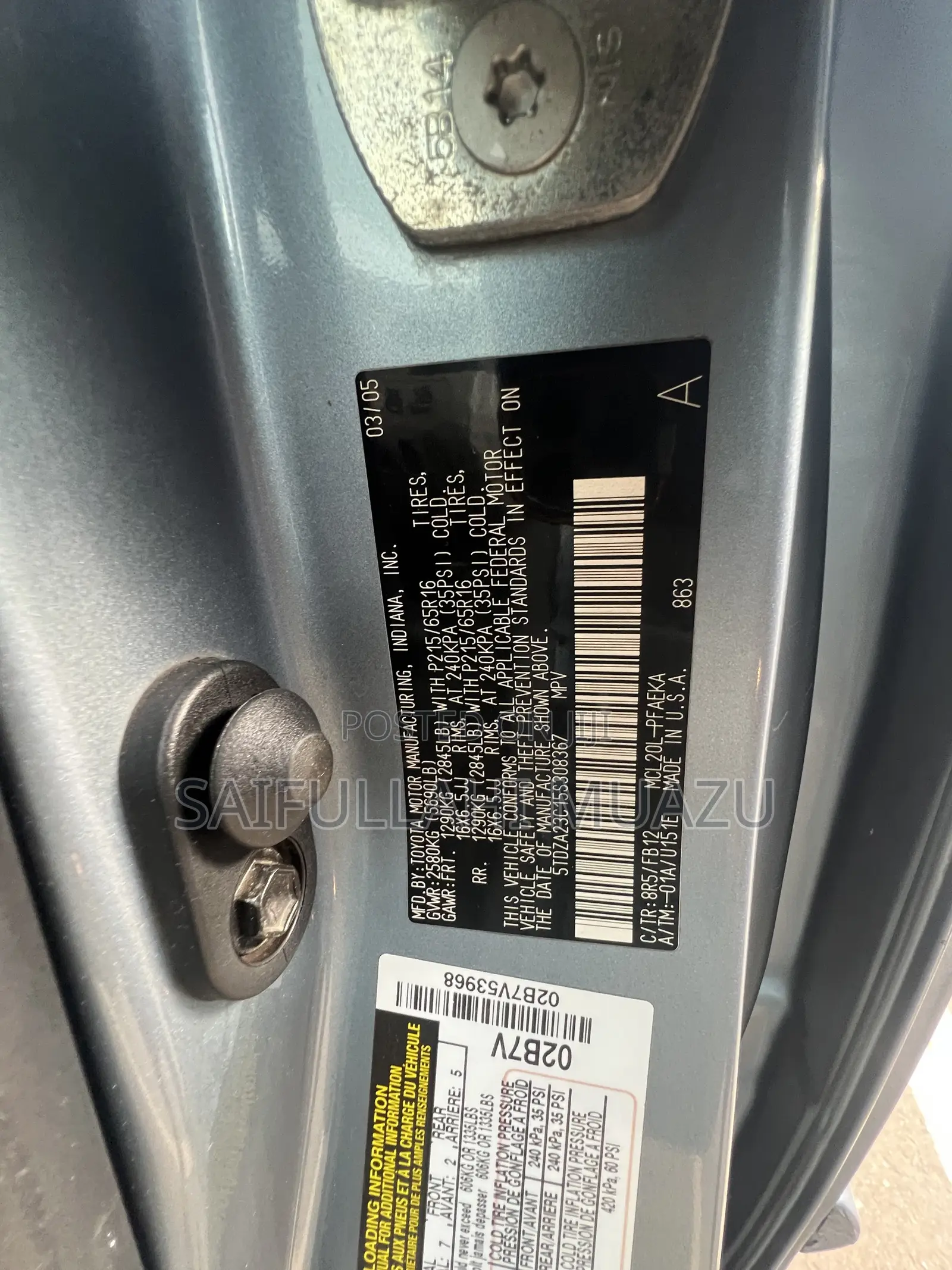Toyota Sienna 2005 Blue