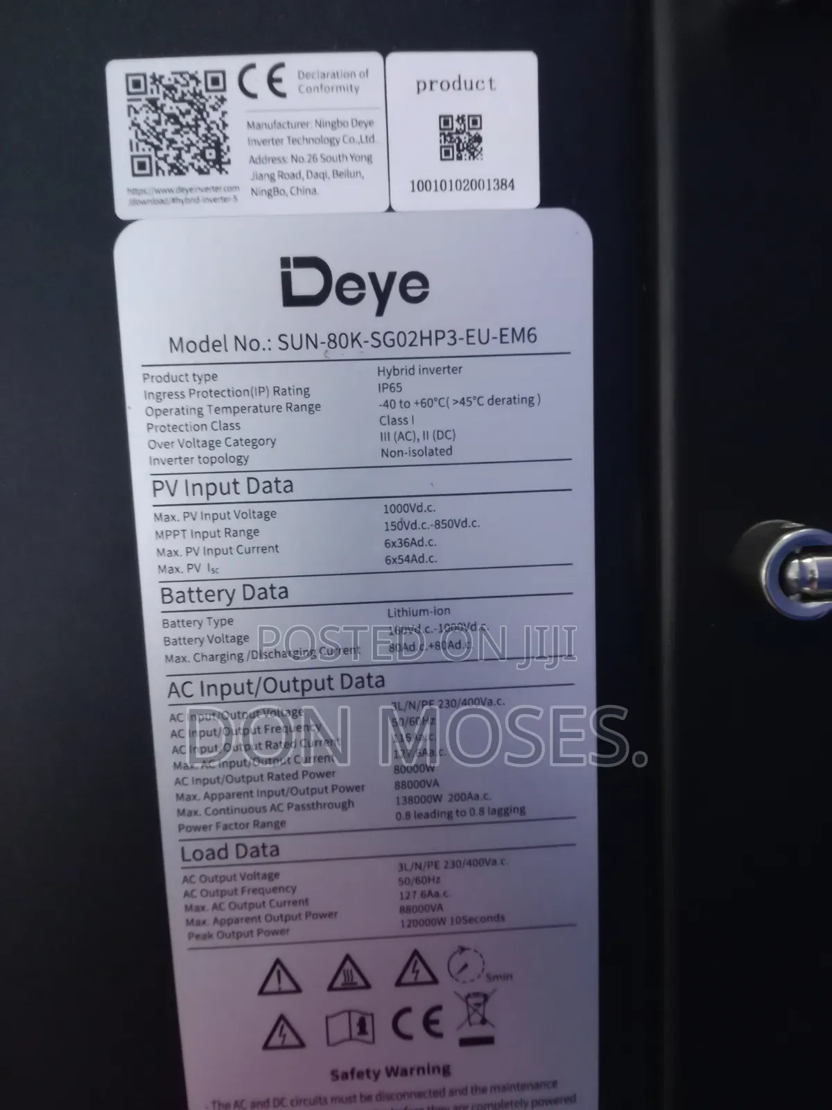 80kva 3face Deye Solar Hybrid Inverter