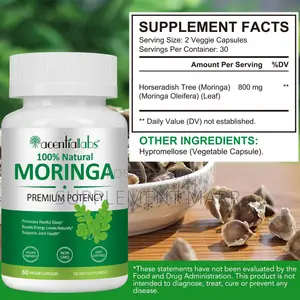 100% Moringa Capsules – Premium Potency – 60 Capsules