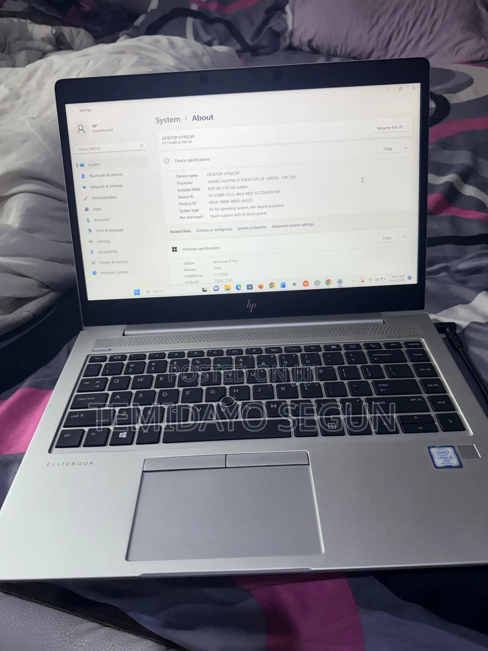 Laptop HP EliteBook 840 G6 8GB Intel Core i5 SSD 256GB