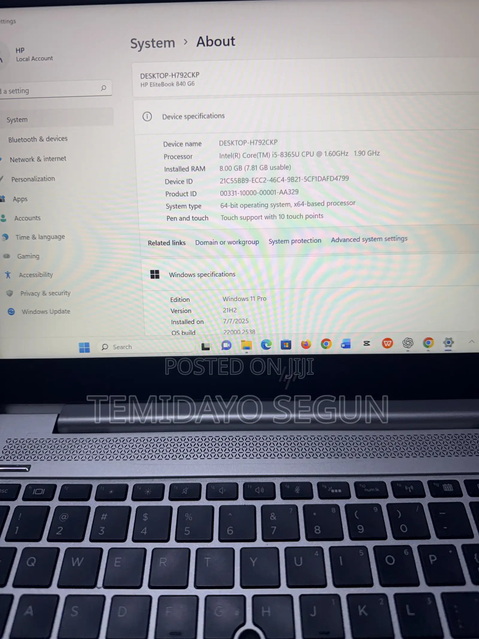 Laptop HP EliteBook 840 G6 8GB Intel Core i5 SSD 256GB