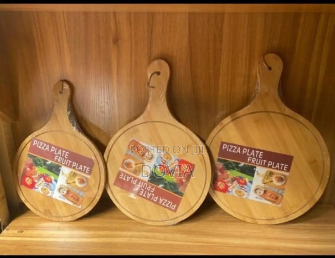 Wooden Pizza Board & Fruit Serving Plate Platter With Handle