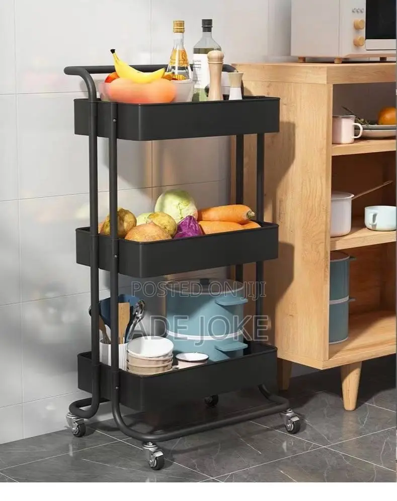 3-Tier Rolling Trolley Cart Storage Organizer With Wheels