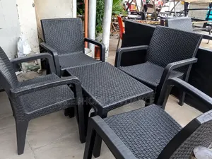 Black Rattan Outdoor Furniture Set – 4-Seater With Table