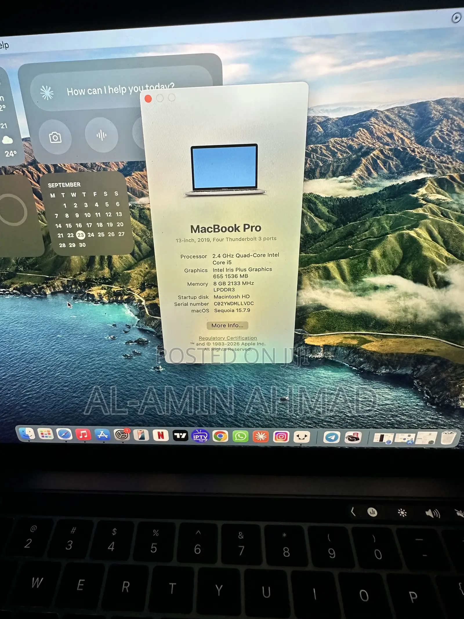 Laptop Apple MacBook Pro 2019 8GB Intel Core i5 SSD 256GB
