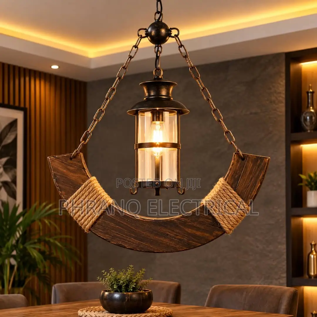 Denmark Retro Solid Wood Hanging Chandelier