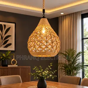 Wabi Sabi Style Handmade Chandelier Retro Rattan Pendant Lamp