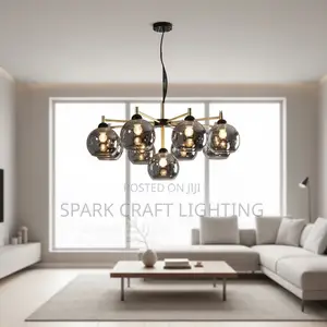 Vintage Nordic Living Room Dining Chandelier Smoky Glass