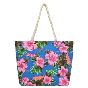 Floral Rope Tote Bag - Large Canvas Bag | PH