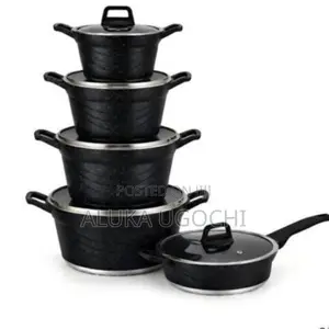 BROCOOK 10 PCS Die-Cast Non-Stick Granite Cookware Set 20-32cm