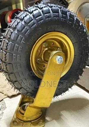 Heavy Duty 10-Inch Pneumatic Caster Wheel (Gold Rim, Air Type)