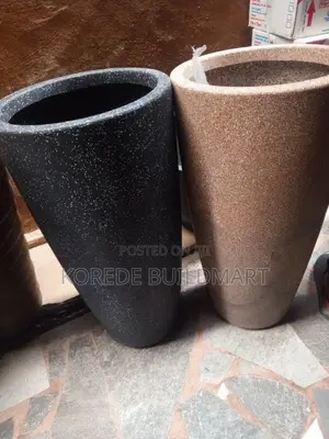 Cylinder Stone Finish Planter Pot