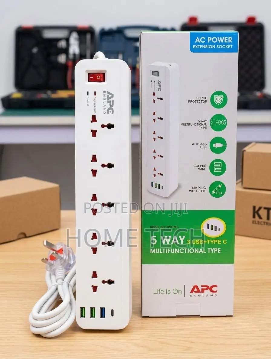 APC 5-Way Universal Power Extension Socket With USB & Type-C Ports