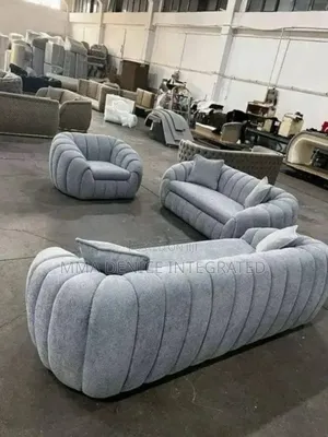 Luxury Grey 5-Seater Sofa Set With Modern Curved Design