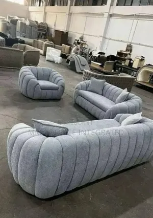 Luxury Grey 5-Seater Sofa Set With Modern Curved Design