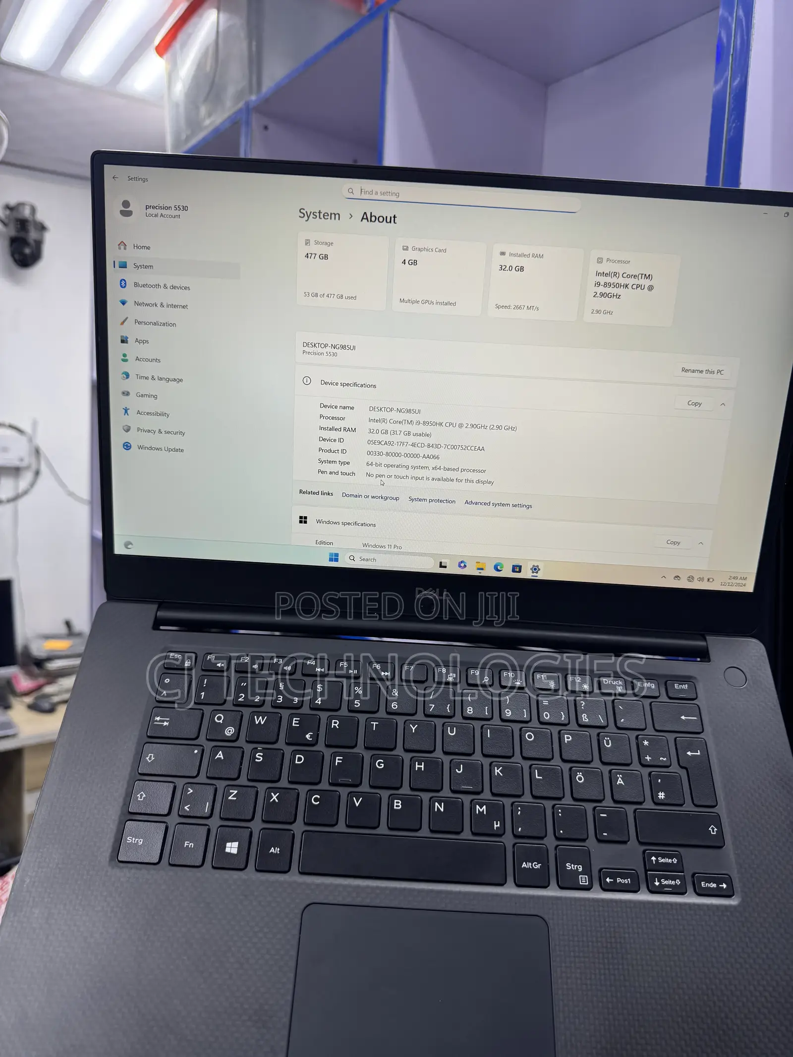 Laptop Dell Precision 5530 32GB Intel Core i9 SSD 512GB
