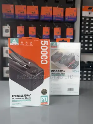 50,000mAh High-Capacity Power Bank With Built-in Cable