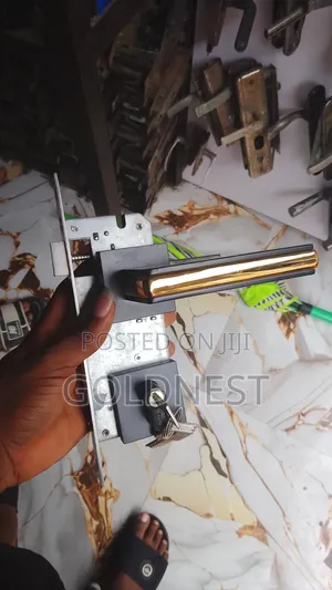 Premium Luxury Modern Black and Gold Mortise Door Handle Lock Set
