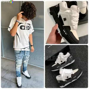 Luxury Amiri MA Black and White Unisex Sneakers