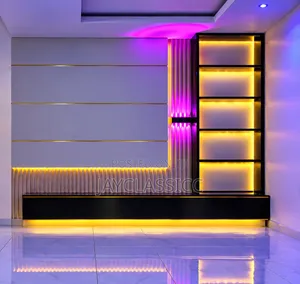 TV Console With LED Light and Shelve for Your Decorations