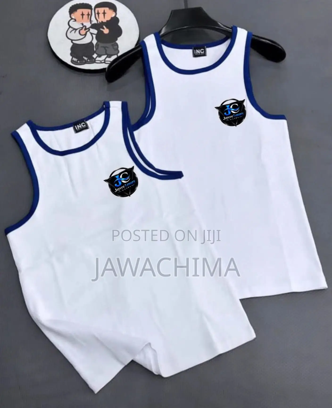 Original JC Joyce Luxury Singlet White Blue Unisex Tank Top